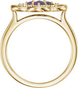 14K Gold Round Natural Alexandrite Clover Ring - Yellow Gold - view 2
