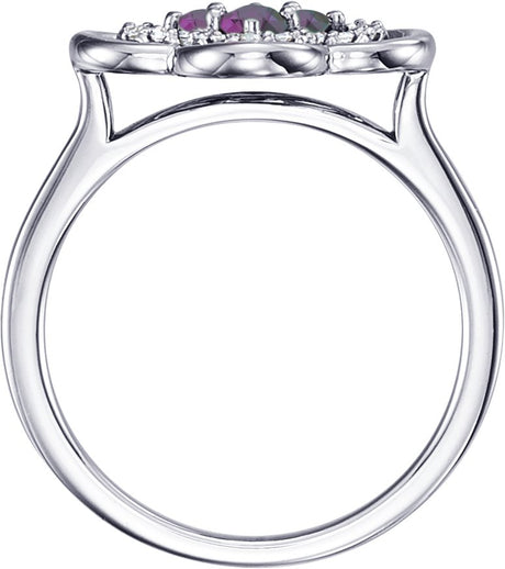 Platinum Round Lab-Grown Alexandrite Clover Ring - view 2