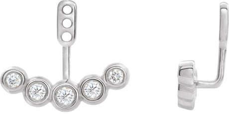 14K Gold Natural Diamond Bezel-Set Bar Front-Back Earring Jackets - White Gold
