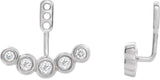 Platinum Natural Diamond Bezel-Set Bar Front-Back Earring Jackets