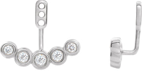 Platinum Natural Diamond Bezel-Set Bar Front-Back Earring Jackets