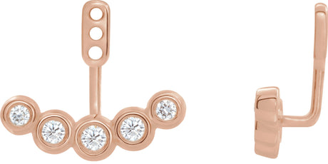 14K Gold Natural Diamond Bezel-Set Bar Front-Back Earring Jackets - Rose Gold