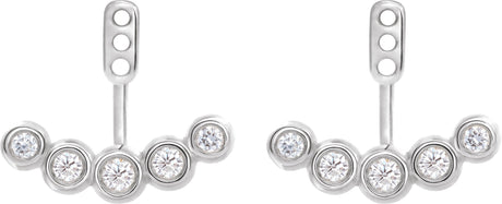 Platinum Natural Diamond Bezel-Set Bar Front-Back Earring Jackets - view 2