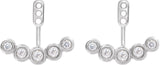 14K Gold Natural Diamond Bezel-Set Bar Front-Back Earring Jackets - White Gold - view 2