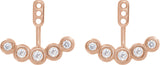 14K Gold Natural Diamond Bezel-Set Bar Front-Back Earring Jackets - Rose Gold - view 2