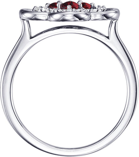 Platinum Round Natural Ruby Clover Ring - view 2