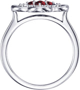 14K Gold Round Natural Ruby Clover Ring - White Gold - view 2