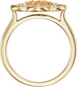 14K Gold Round Natural Citrine Clover Ring - Yellow Gold - view 2