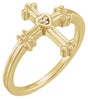14K Gold Round Natural Diamond Cross Ring – 1mm Stones - Yellow Gold