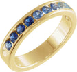 14K Gold Round Natural Blue Sapphire Channel-Set Eleven-Stone Anniversary Band – 2.5mm Stones