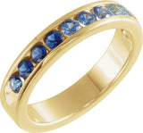 14K Gold Round Natural Blue Sapphire Channel-Set Eleven-Stone Anniversary Band – 2.5mm Stones