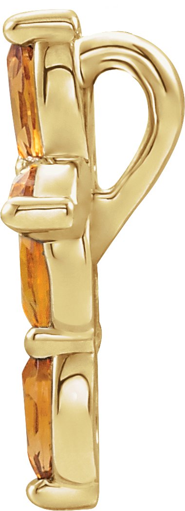 14K Gold Marquise Natural Citrine Cross Necklace or Pendant - Yellow Gold - view 2