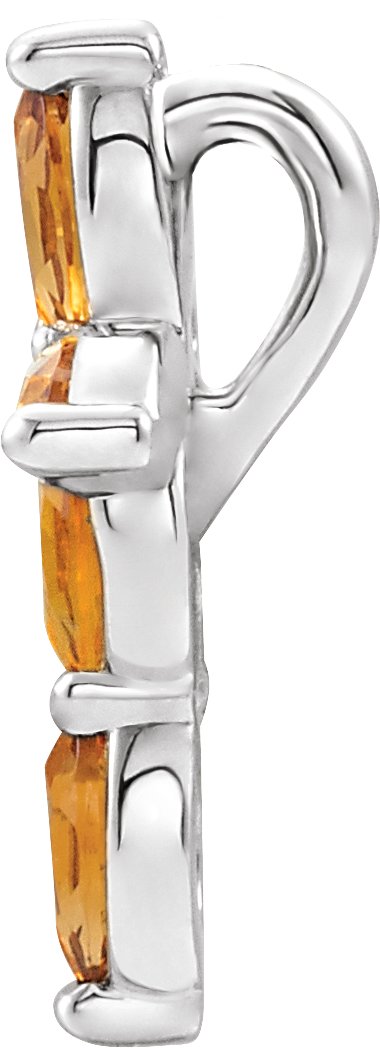 14K Gold Marquise Natural Citrine Cross Necklace or Pendant - White Gold - view 2