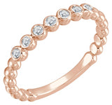 14K Gold Round Natural Diamond Stackable Bead Ring – 1.7-1.75mm Stones - Rose Gold