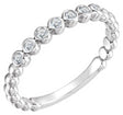 14K Gold Round Natural Diamond Stackable Bead Ring – 1.7-1.75mm Stones - White Gold