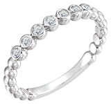 Platinum Round Natural Diamond Stackable Bead Ring – 1.75mm Stones