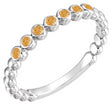 Platinum Round Natural Citrine Stackable Bead Ring