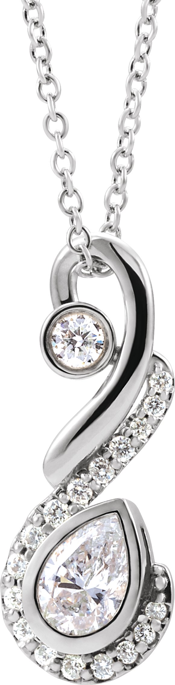 Platinum Pear Natural Diamond Freeform Necklace or Pendant