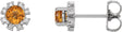 Platinum Natural Citrine Round 4-Prong Halo-Style Earrings