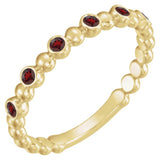 14K Gold Round Natural Blue Sapphire Stackable Bead Ring – 1.75mm Stones - Yellow Gold - view 3