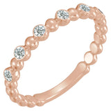 14K Gold Round Natural Diamond Stackable Bead Ring – 1.7mm Stones - Rose Gold