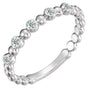 14K Gold Round Natural Diamond Stackable Bead Ring – 1.7mm Stones - White Gold