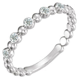Platinum Round Natural Diamond Stackable Bead Ring – 1.7mm Stones
