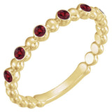 14K Gold Round Lab-Grown Ruby Stackable Bead Ring – 1.75mm Stones - Yellow Gold