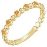 14K Gold Round Natural Citrine Stackable Bead Ring – 1.75mm Stones - Yellow Gold