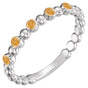 14K Gold Round Natural Citrine Stackable Bead Ring – 1.75mm Stones - White Gold