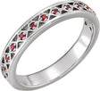 14K Gold Round Natural Mozambique Garnet Stackable Ring - White Gold