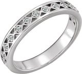 Platinum Round Natural Diamond Stackable Ring – 1.3mm Stones