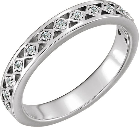 Platinum Round Natural Diamond Stackable Ring – 1.3mm Stones