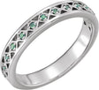 14K Gold Round Natural Emerald Stackable Ring - White Gold