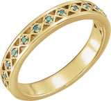 14K Gold Round Natural Emerald Stackable Ring - Yellow Gold