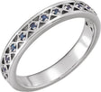 Platinum Round Natural Blue Sapphire Stackable Ring