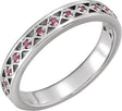 Platinum Round Natural Pink Tourmaline Stackable Ring