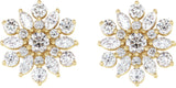 14K Gold Round Natural Diamond Vintage-Inspired Cluster Earrings - Yellow Gold - view 2