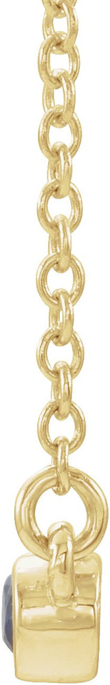 14K Gold Round Lab-Grown Blue Sapphire Bezel-Set Bar Necklace II - Yellow Gold - view 2