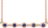 14K Gold Round Lab-Grown Blue Sapphire Bezel-Set Bar Necklace II - Rose Gold
