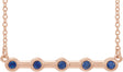14K Gold Round Natural Blue Sapphire Bezel-Set Bar Necklace II - Rose Gold