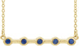 14K Gold Round Lab-Grown Blue Sapphire Bezel-Set Bar Necklace II - Yellow Gold
