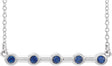 Platinum Round Natural Blue Sapphire Bezel-Set Bar Necklace II