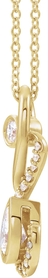 14K Gold Pear Natural Diamond Freeform Necklace or Pendant - Yellow Gold - view 2