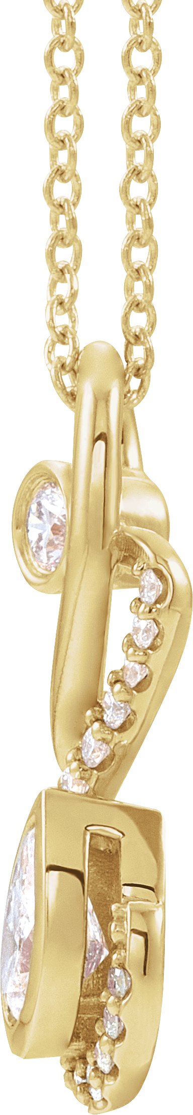 14K Gold Pear Natural Diamond Freeform Necklace or Pendant - Yellow Gold - view 2