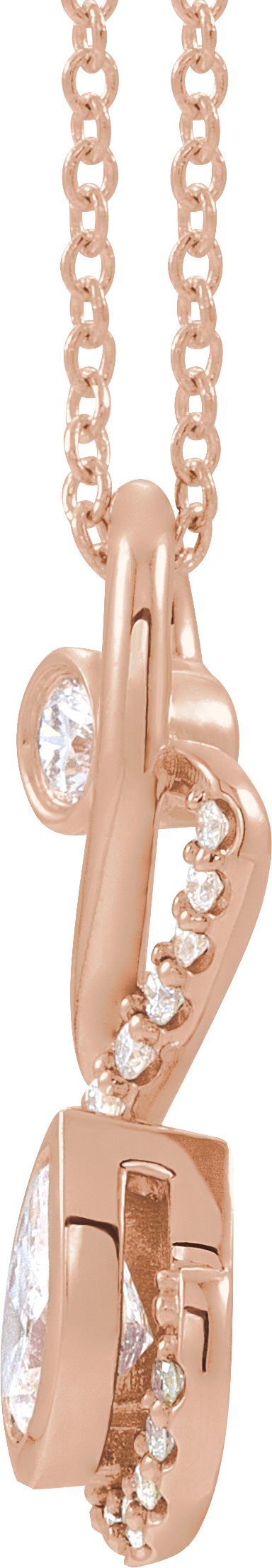 14K Gold Pear Natural Diamond Freeform Necklace or Pendant - Rose Gold - view 2