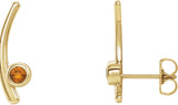 14K Gold Round Natural Citrine Bezel-Set Ear Climbers - Yellow Gold