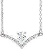 Platinum Pear Natural White Sapphire Accented V Necklace