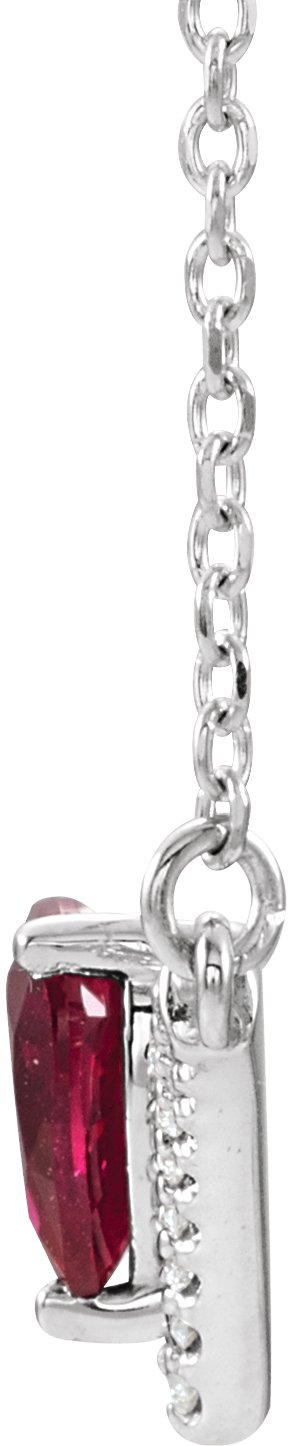 14K Gold Pear Natural Ruby Accented V Necklace - White Gold - view 2