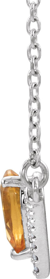 14K Gold Pear Natural Citrine Accented V Necklace - White Gold - view 2